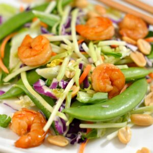 Ginger Bok Choy Salad with Soy Lime Shrimp- Healthy, convenient and delicious dinner ready in 20 minutes! #eatsmartveggies #salad #shrimp