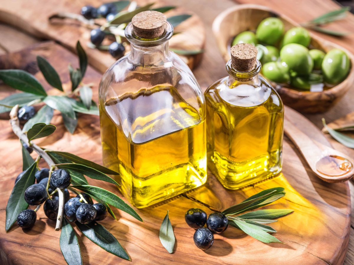 olive oil in glass jars 