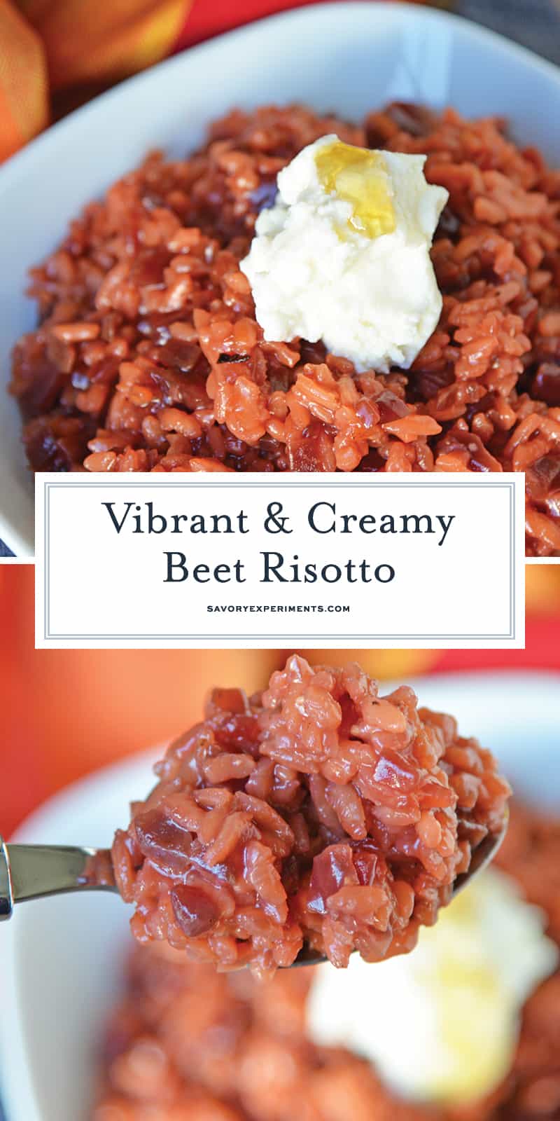 Beet Risotto is an easy risotto recipe that uses beets, shallots and garlic for a vibrant dish. Top with cool ricotta and honey. #beetrisotto #howtomakerisotto www.savoryexperiments.com 