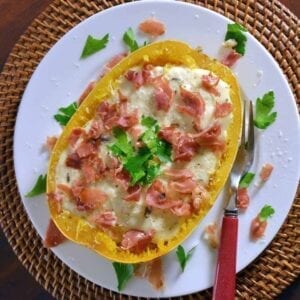 Spaghetti Squash with Crispy Prosciutto and Creamy Brie Sauce Recipe