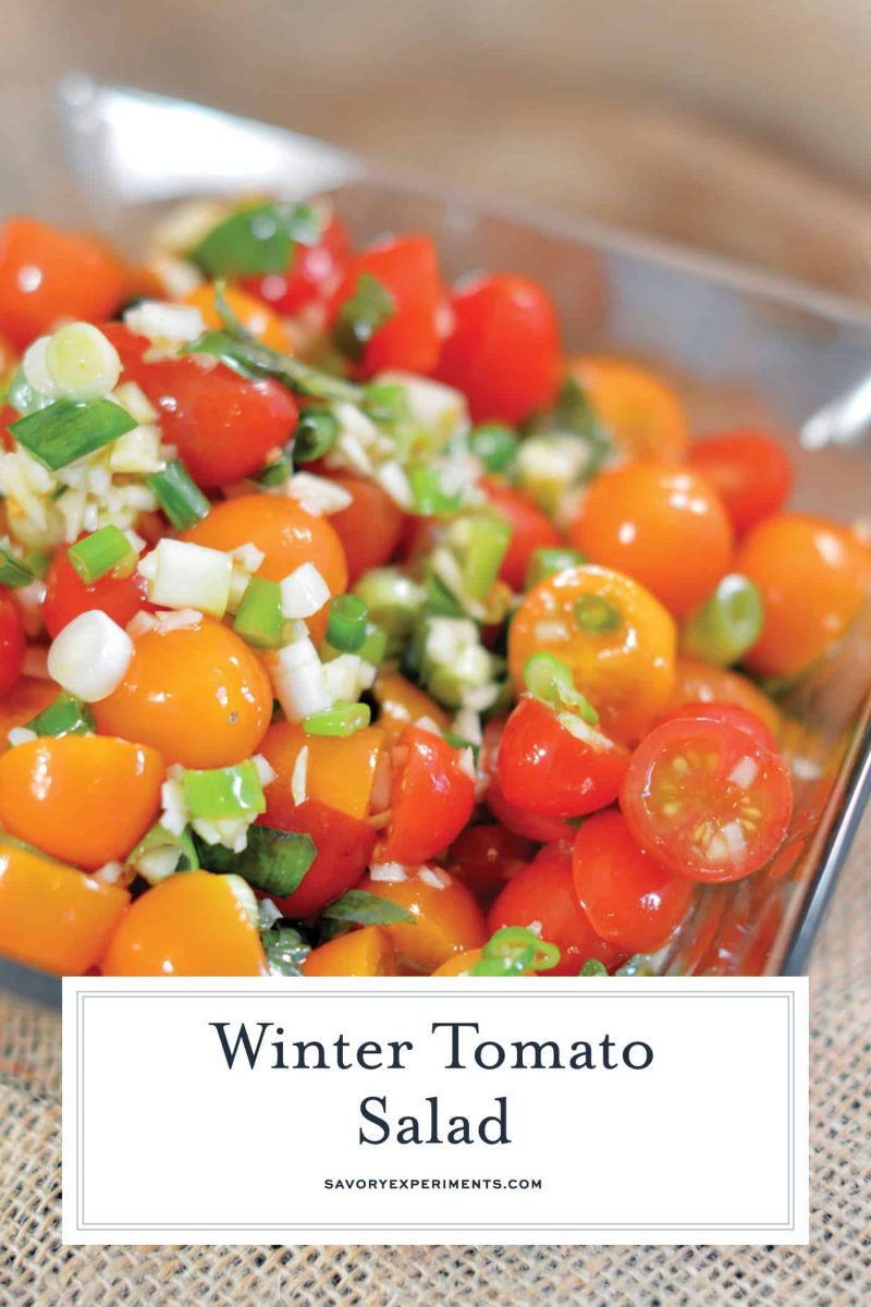 Close up of winter tomato salad 
