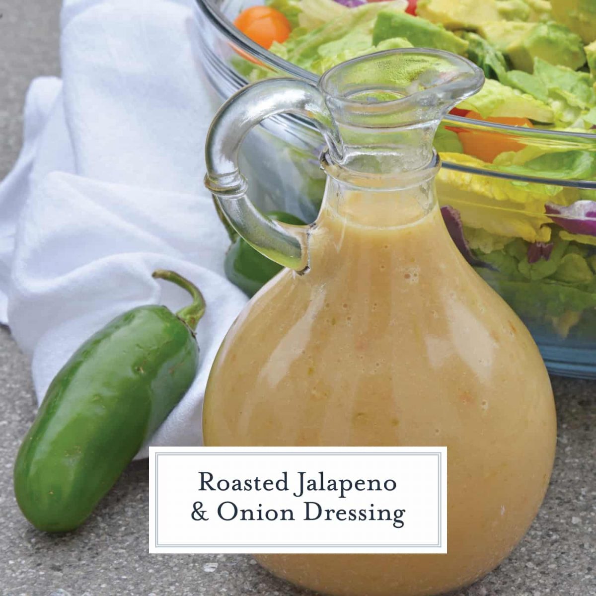 Roasted Jalapeno and Onion Dressing Recipe is a new way to jazz up your leafy greens or your favorite roasted or grilled vegetables. #jalapeno #saladdressing #caramelizedonion www.savoryexperiments.com