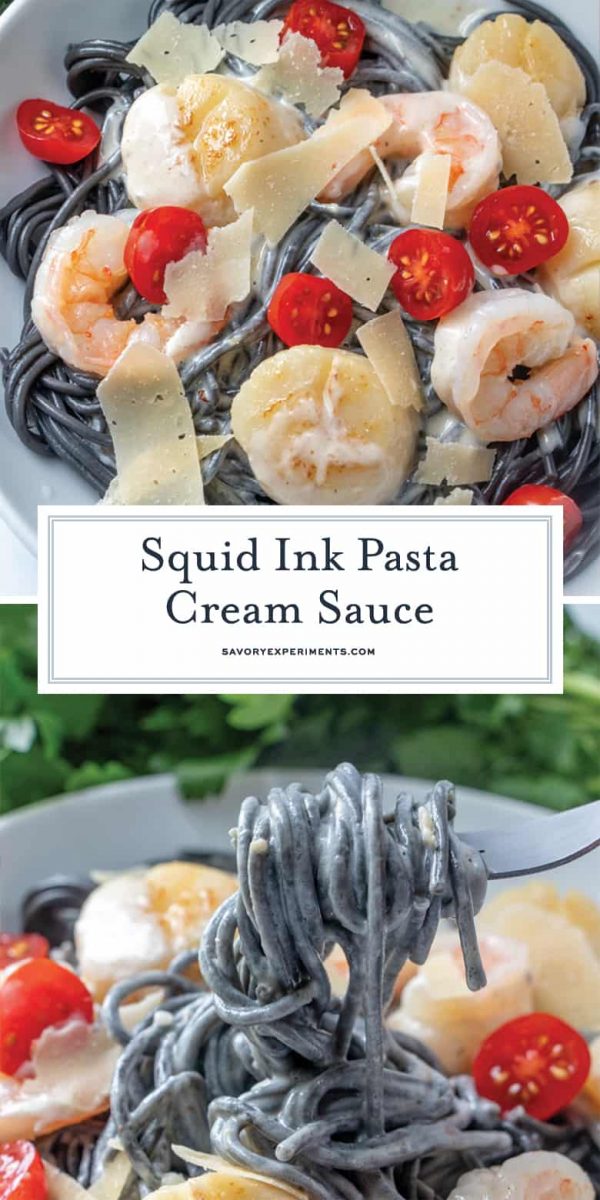 {VIDEO) Squid Ink Pasta w/ Shrimp, Scallops & White Wine Sauce