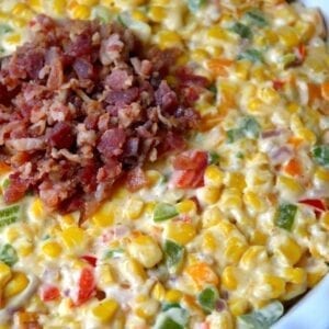 Creamy Corn and Bacon Dip is a blend of fresh vegetables, bacon and decedent cream cheese for an appetizer that complements any occasion. | www.savoryexperiments.com