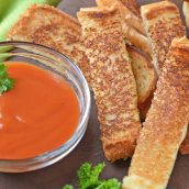 Grilled Cheese Sticks make your childhood favorite into a party-worthy appetizer! Pair with tomato soup or tomato jam for an upscale grilled cheese sandwich recipe. #grilledcheeserecipe www.savoryexperiments.com