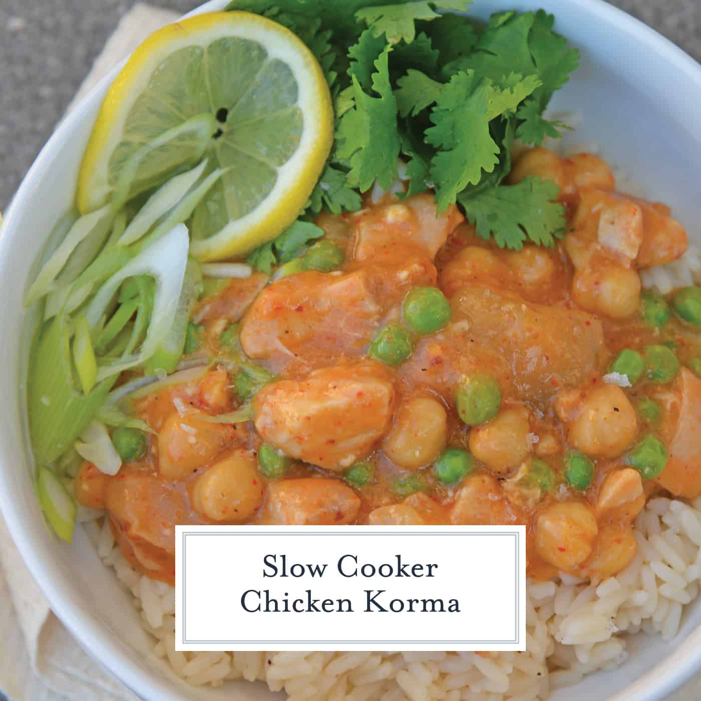 Slow Cooker Chicken Korma is a healthier way to prepare dinner! Only 10 minutes of prep time and into the pot! Loaded with dietary fiber and protein. #chickenkorma #easyindianrecipes #redcurryrecipes www.savoryexperiments.com