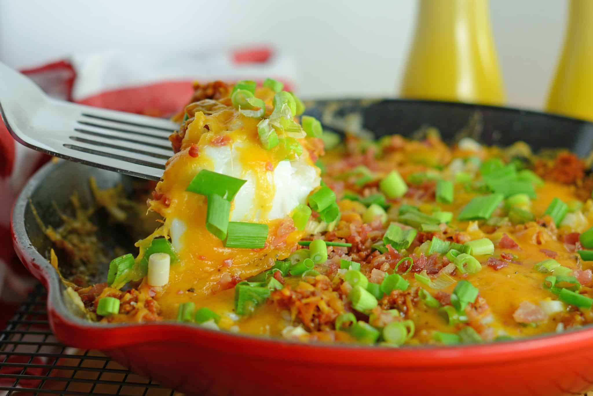 cast iron with cheesy pulled pork 