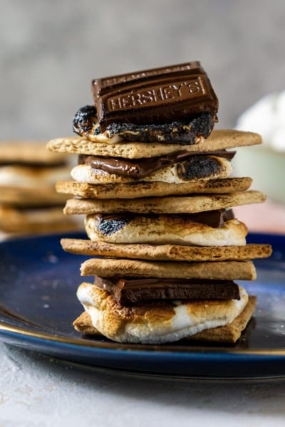 pile of smores made in the oven