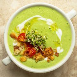 overhead of chilled gazpacho