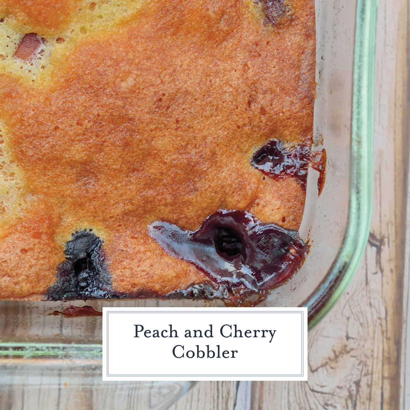 Peach and Cherry Cobbler is an easy cobbler recipe perfect for brunch or dessert. Serve with a scoop of vanilla bean ice cream! #cobblerrecipe #homemadecobbler www.savoryexperiments.com