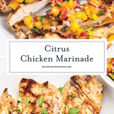 collage of citrus chicken marinade images