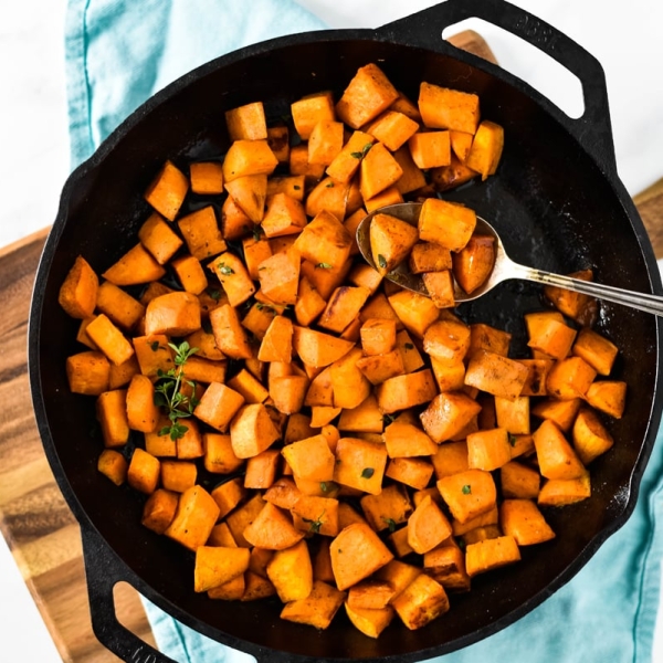 Pan Fried Sweet Potatoes w/ Honey & Cinnamon (Sauteed Sweet Potato)