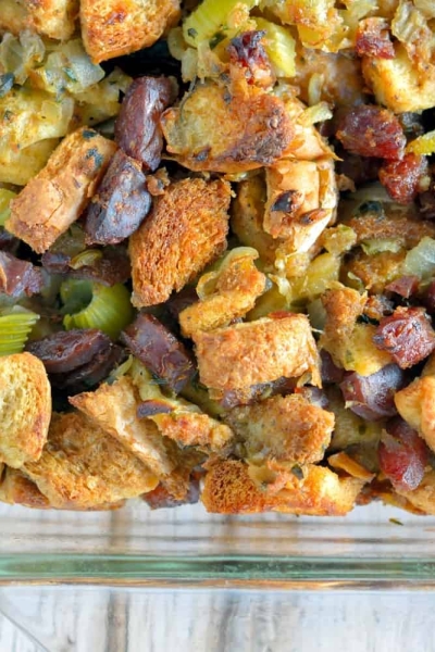 Chinese Sausage Stuffing Recipe is a unique blend of sweet and savory, the perfect holiday side dish for any turkey recipe.