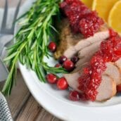 Spiced Pork Tenderloin is tender pork rubbed with spices and roasted to perfection. The amazing aroma coming from the oven is just a holiday bonus! #porktenderloin #holidayentree www.savoryexperiments.com