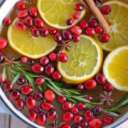 Stovetop Potpourri is a simple way to crank up the holiday cheer in your home using ingredients you probably already have in your refrigerator.  #aromatics #stovetoppotourri www.savoryexperiments.com