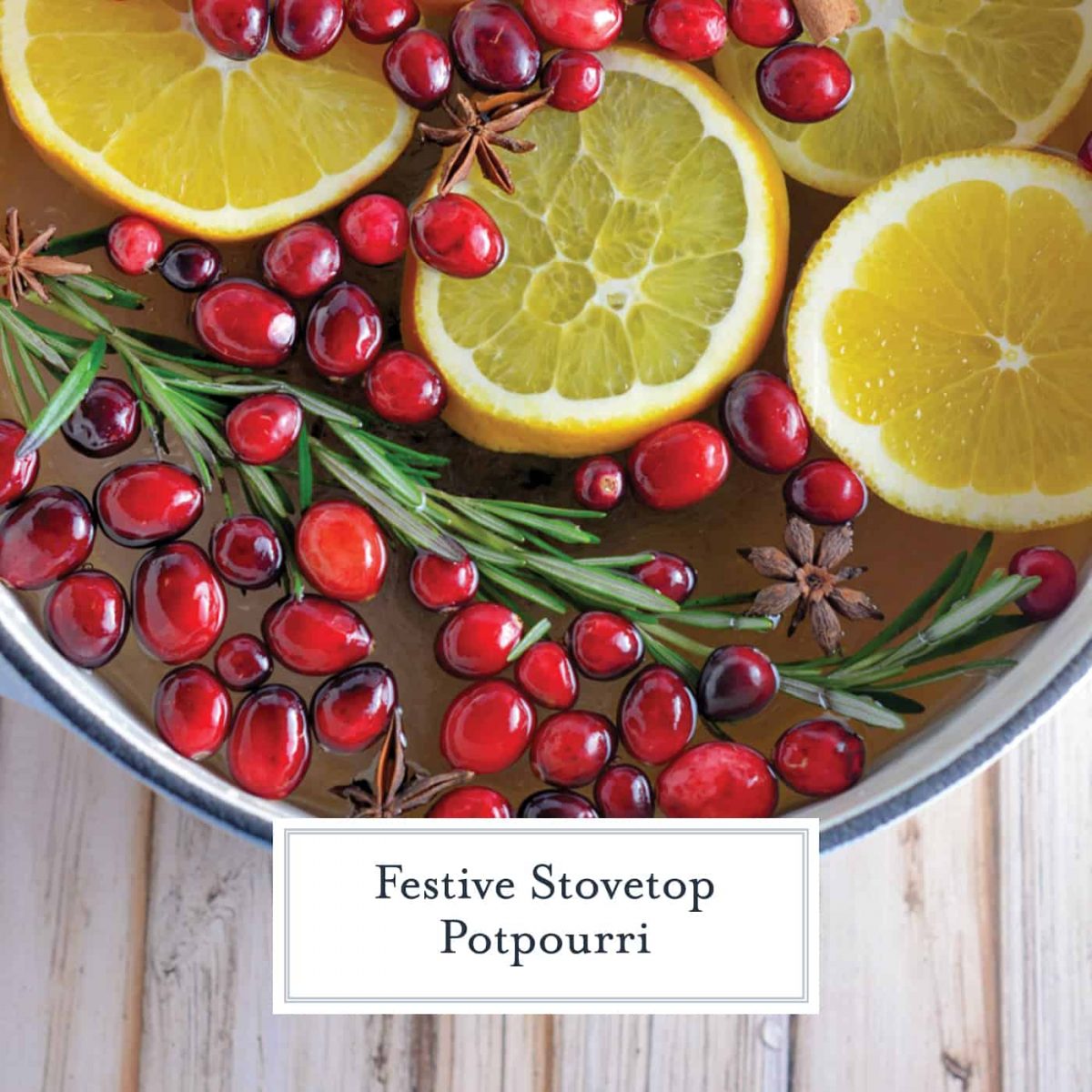 Stovetop Potpourri is a simple way to crank up the holiday cheer in your home using ingredients you probably already have in your refrigerator.  #aromatics #stovetoppotourri www.savoryexperiments.com