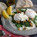 Za’atar Chickpeas and Poached Eggs is a refreshing, health and gluten-free breakfast option. Lemon zested yogurt sauce, za’atar spiced chickpeas, wilted spinach and poached eggs sprinkled with pink sea salt.