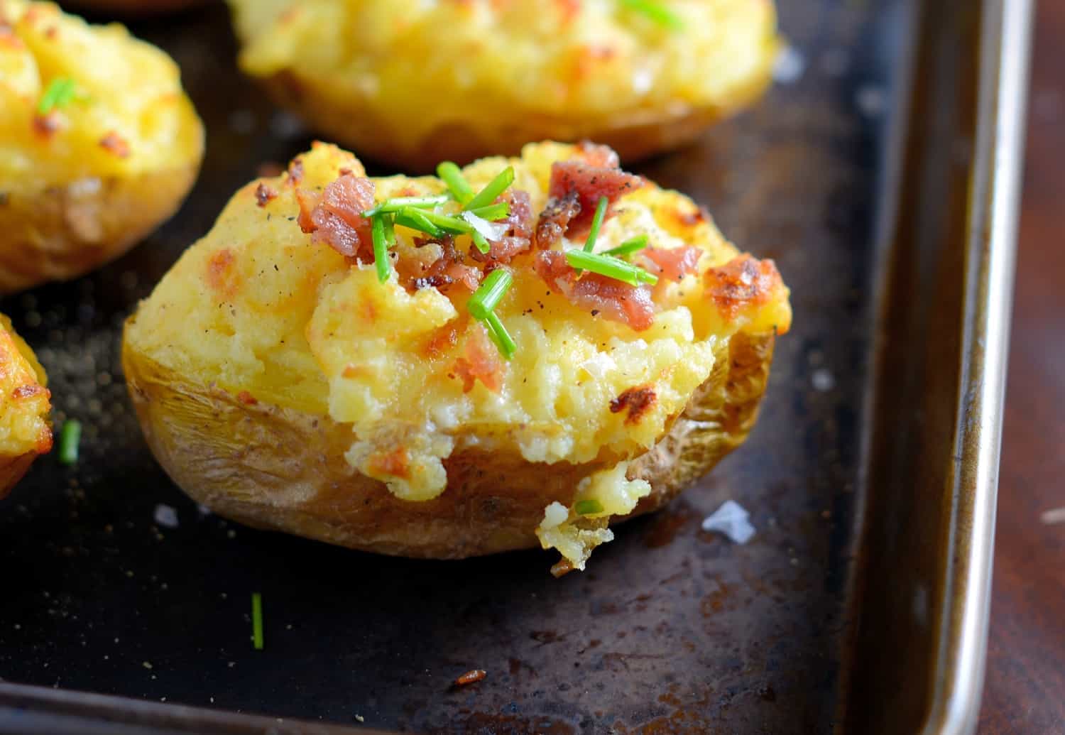 Cheesy Twice Baked Potatoes - Cheesy Potato Side Dish Recipe