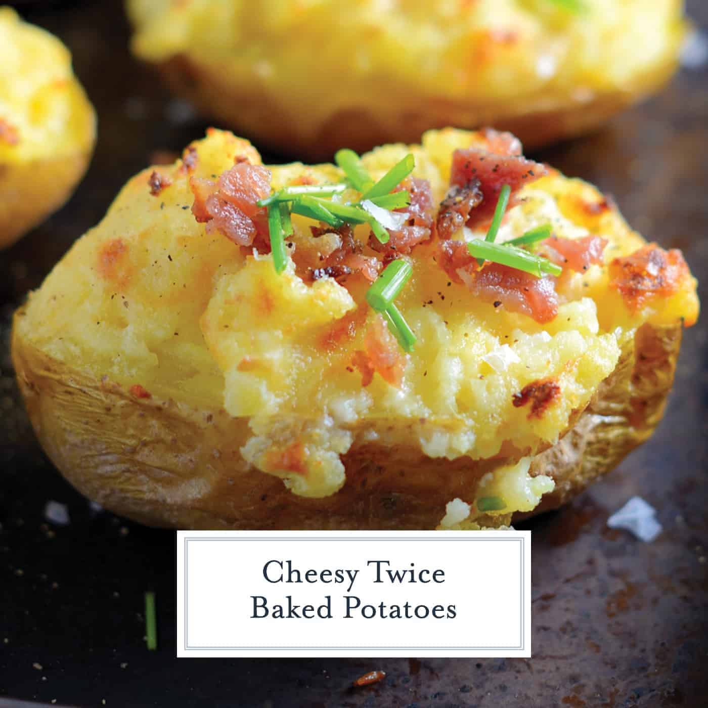 Cheesy Twice Baked Potatoes are velvety, buttery and cheesy- the perfect trifecta of potato perfection and the ultimate potato side dish! #potatosidedishes #twicebakedpotatoes #cheesypotatoes www.savoryexperiments.com 