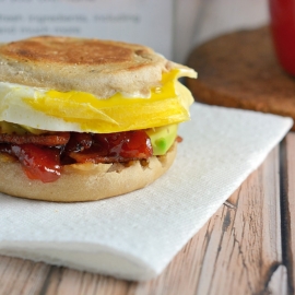 egg breakfast sandwich with avocado
