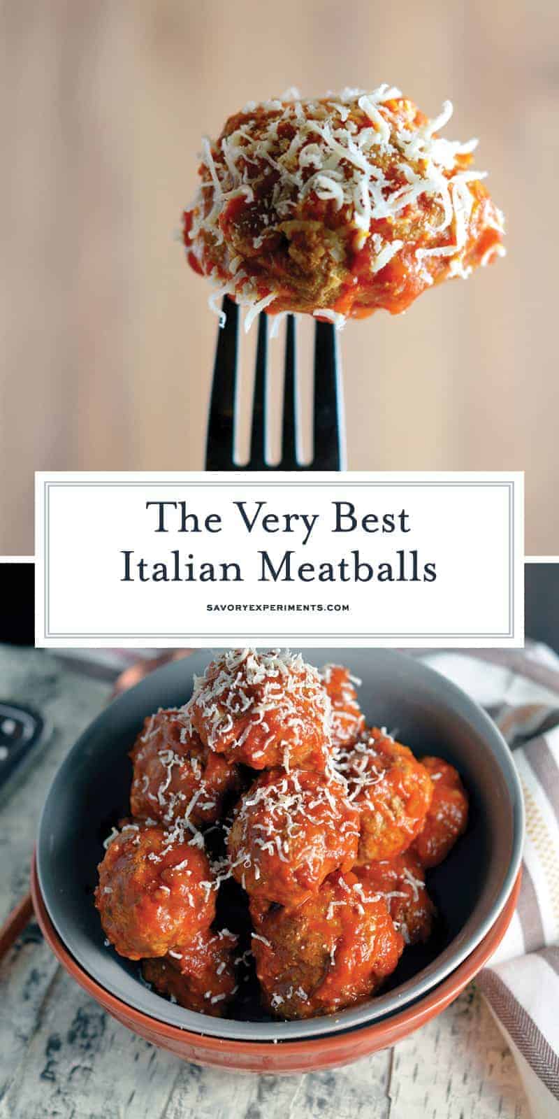 Best Italian Meatballs uses a blend of meat, spices and one special ingredient to make the tastiest, fork-tender meatballs you've ever seen! #italianmeatballs #meatballrecipe www.savoryexperiments.com 