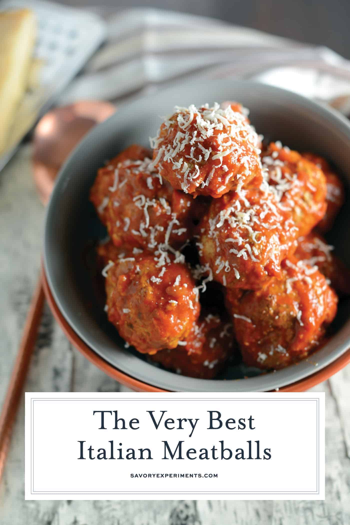 Best Italian Meatballs uses a blend of meat, spices and one special ingredient to make the tastiest, fork-tender meatballs you've ever seen! #italianmeatballs #meatballrecipe www.savoryexperiments.com