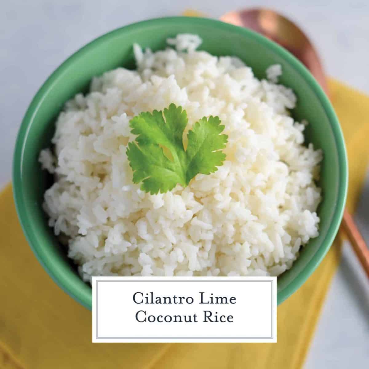 Cilantro Lime Coconut Rice uses coconut milk, fresh lime and cilantro for the best sticky rice recipe ever! Pairs with any Asian dish. #coconutrice #stickyrice #jasminerice www.savoryexperiments.com