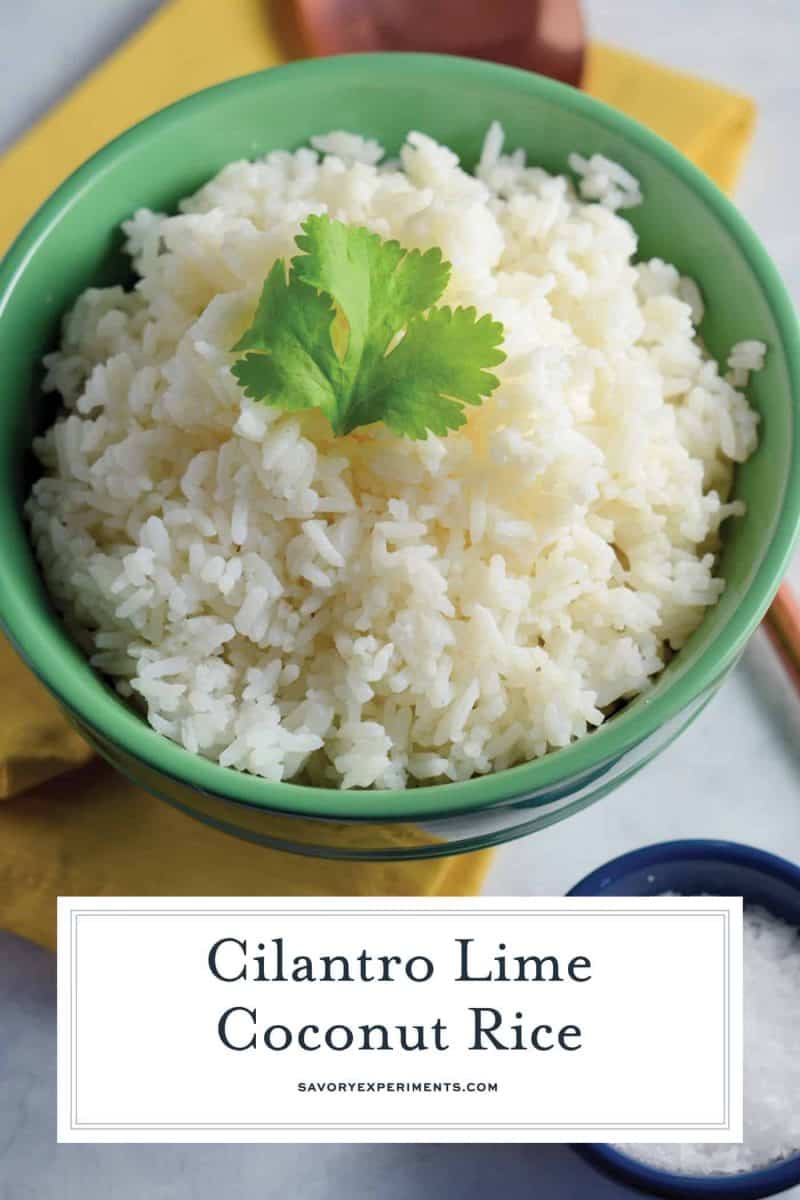 cilantro lime white rice in a green bowl 