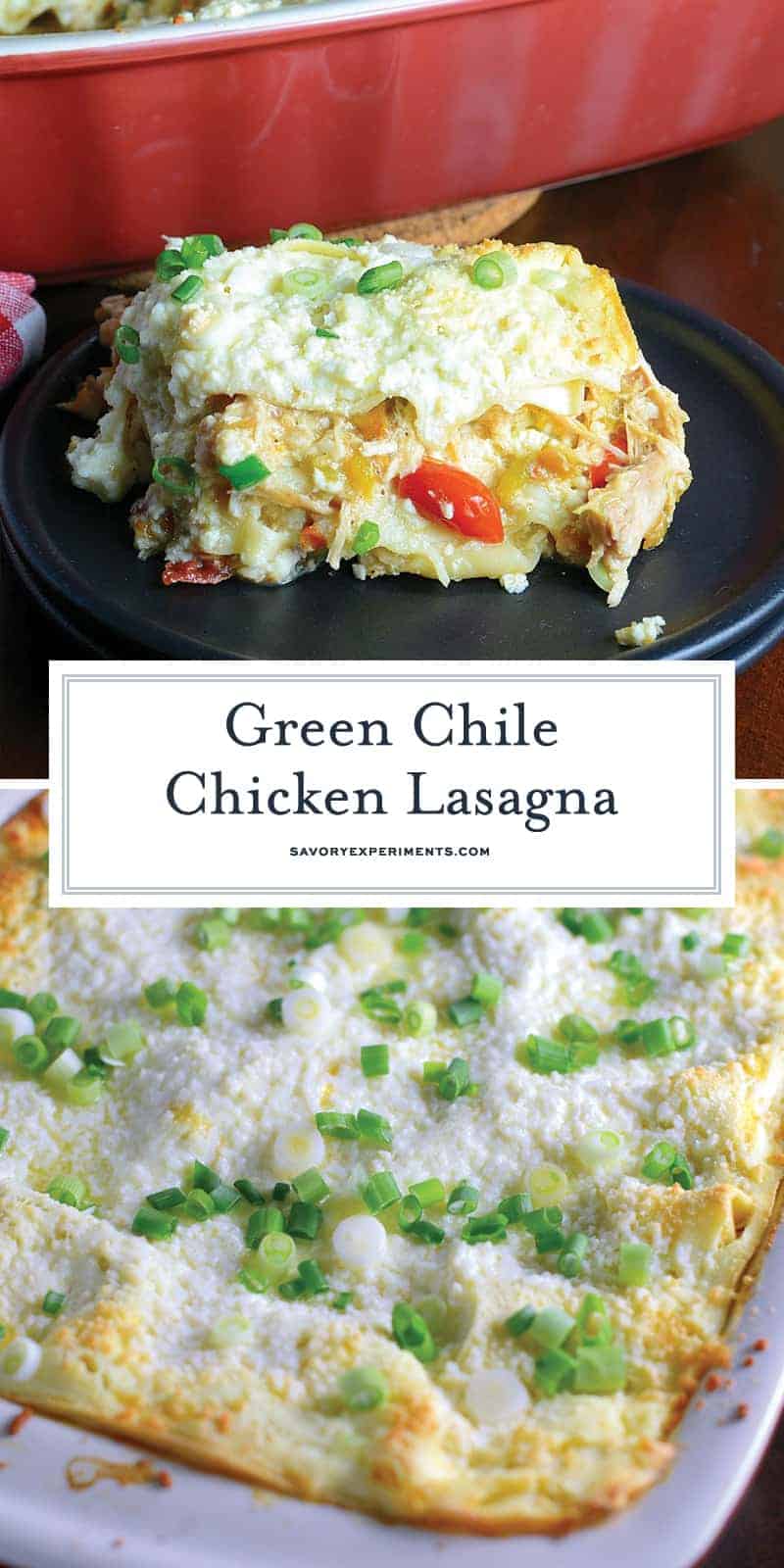 Green Chile Chicken Lasagna is a make-ahead and freezer friendly meal layering no-bake lasagna noodles with shredded chicken, spices, green chiles and lots of cheese! #chickenlasagna #mexicanlasagna www.savoryexperiments.com 