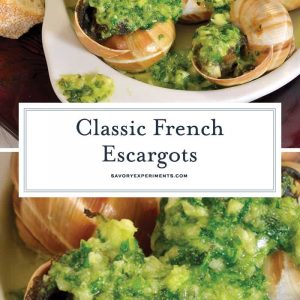 A recipe for Classic French Escargot with a parsley garlic butter in a shell or covered in puff pastry, make them however you'd like! #howtomakeescargot #frenchescargot www.savoryexperiments.com