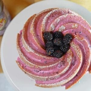 Blackberry Bundt Cake Recipe- my favorite blackberry recipes using fresh blackberries and Blackberry Ginger Ale to make a moist and decadent bundt cake. The consistency of pound cake, it is ideal for brunch, tea or dessert. www.savoryexperiments.com