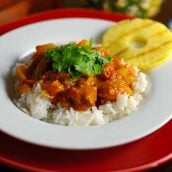 Pineapple and Pork Curry Recipe- this is the best curry recipe you will ever taste! Made from authentic spices and homemade curry sauce, it freezes well and will become your new favorite dinner. www.savoryexperiments.com