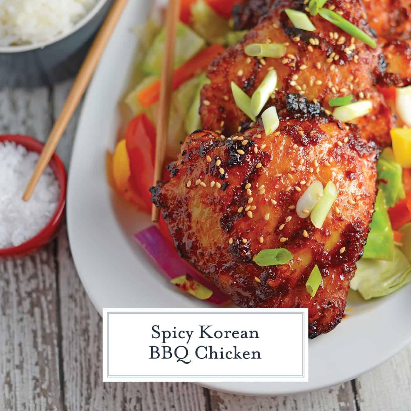 Spicy Korean BBQ Chicken is a spicy chicken marinade using chile garlic sauce, dark soy sauce and apple to balance the sweet. Use on any type of chicken and grill to perfection. #grilledchicken #koreanchicken #bbqchicken www.savoryexperiments.com