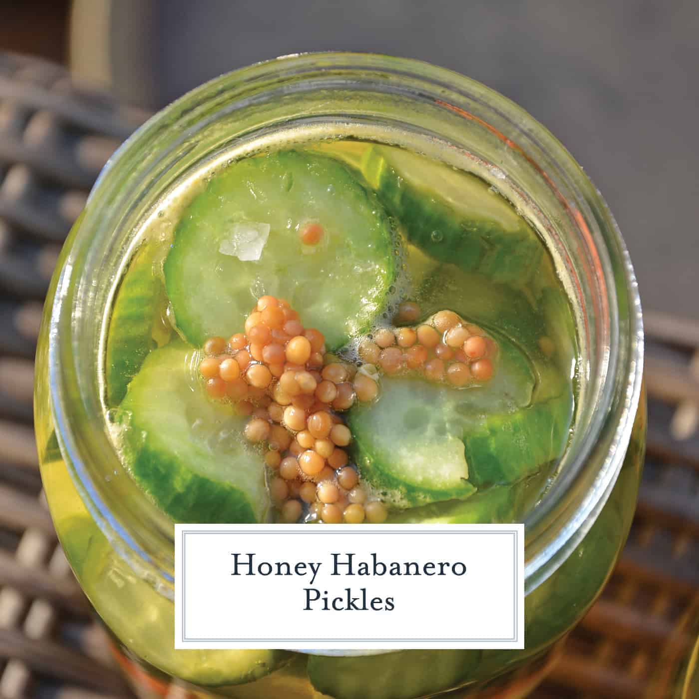 Honey Habanero Pickles are the best of both worlds, spicy and sweet. Eat them as a snack or pair them your favorite burger or hot dog. #homemadepickles #sweetandspicypickles #picklerecipe www.savoryexperiments.com