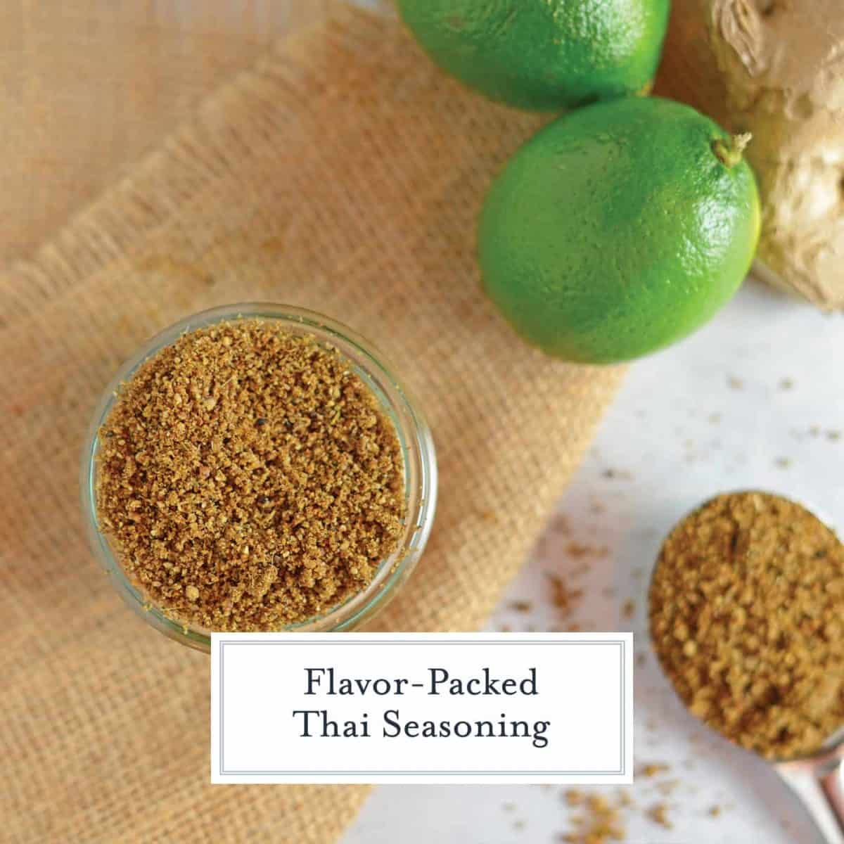 Thai Seasoning from scratch might be easier than you think! A handful of ingredients with the essence of lime and coconut, it will be a homemade seasoning blend you'll want to put on everything- Thai or not! #thaiseasoning #thaispices www.savoryexperiments.com