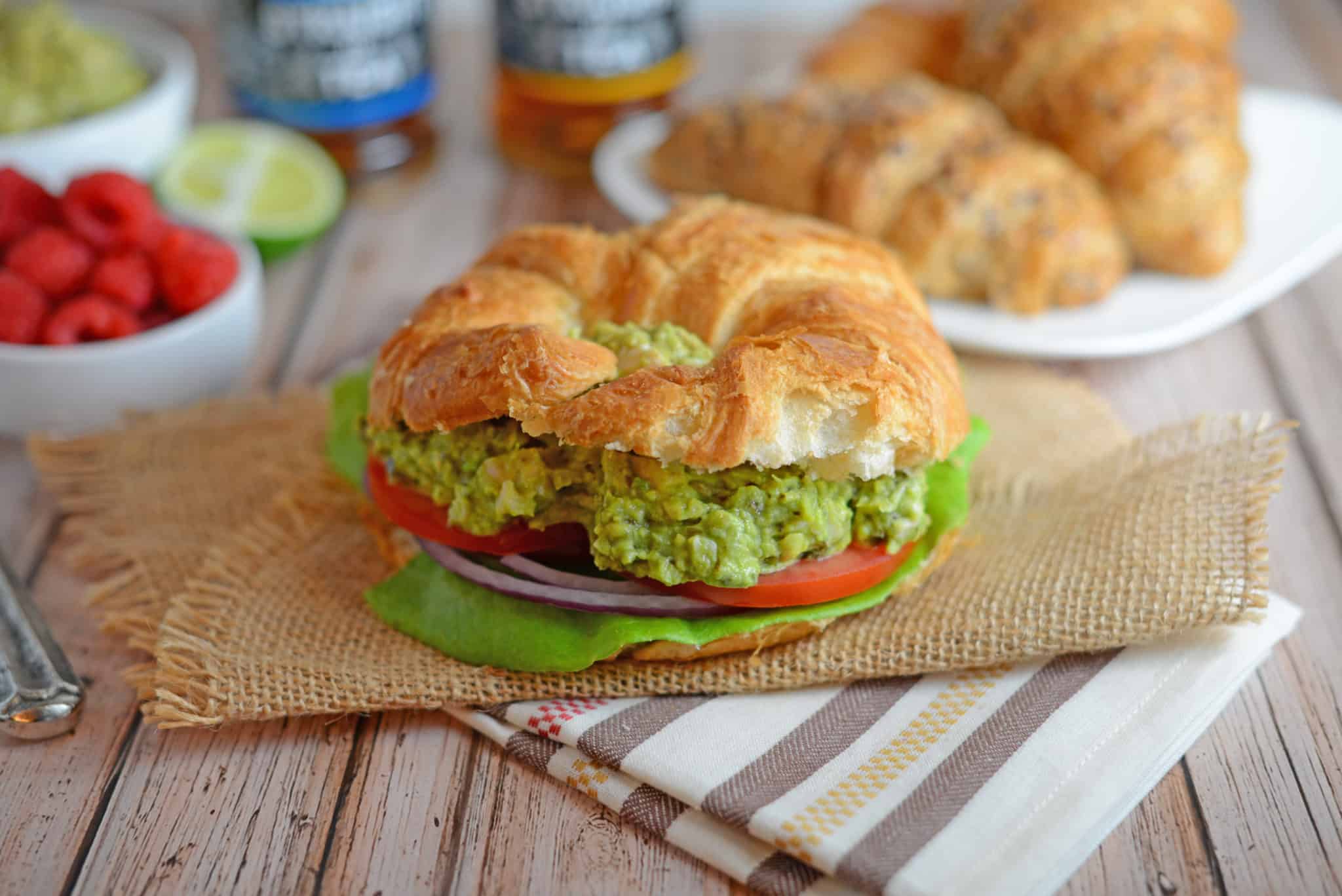 Avocado Chicken Salad Recipe - EASY and Healthy! Avocado pesto chicken salad is the perfect no-cook quick meal. No Mayo! www.savoryexperiments.com