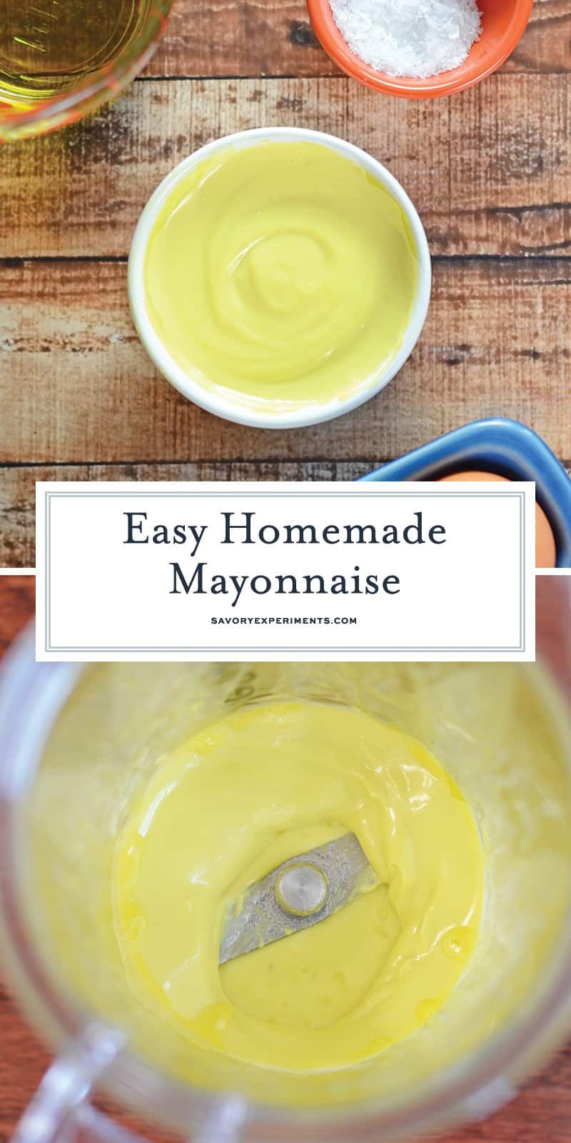 Do you know how easy it is to make homemade mayonnaise? SO EASY! Make my blender mayonnaise with 3 ingredients and 3 minutes today! #homemademayonnaise #blendermayonnause #howtomakemayonnaise www.savoryexperiments.com