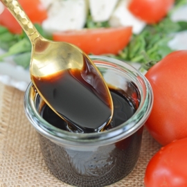 Spoon with balsamic vinegar glaze
