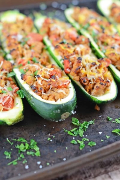 Grilled Turkey Zucchini Boats Recipe - Looking for grilling recipes? Turkey stuffed zucchini makes the perfect healthy dinner! One of the best zucchini recipes I’ve ever made.