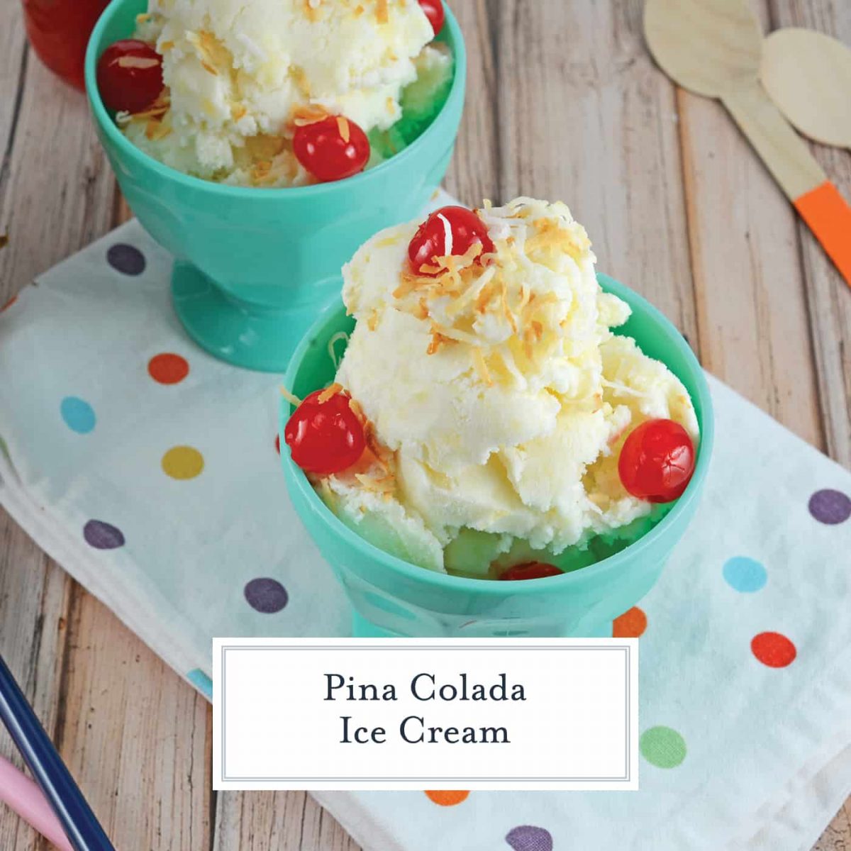 Make your favorite frozen drink into tropical Piña Colada Ice Cream! Loads of coconut and pineapple will have you feeling like you are on vacation. #icecreamrecipes #pinacoladaicecream #icecreammakerrecipe www.savoryexperiments.com