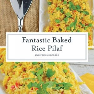 You'll never buy boxed rice pilaf ever again once you've made Bake Rice Pilaf! This is a fool proof way of getting the perfect rice every time… in the oven! #ricepilafrecipe #bakedricepilaf www.savoryexperiments.com