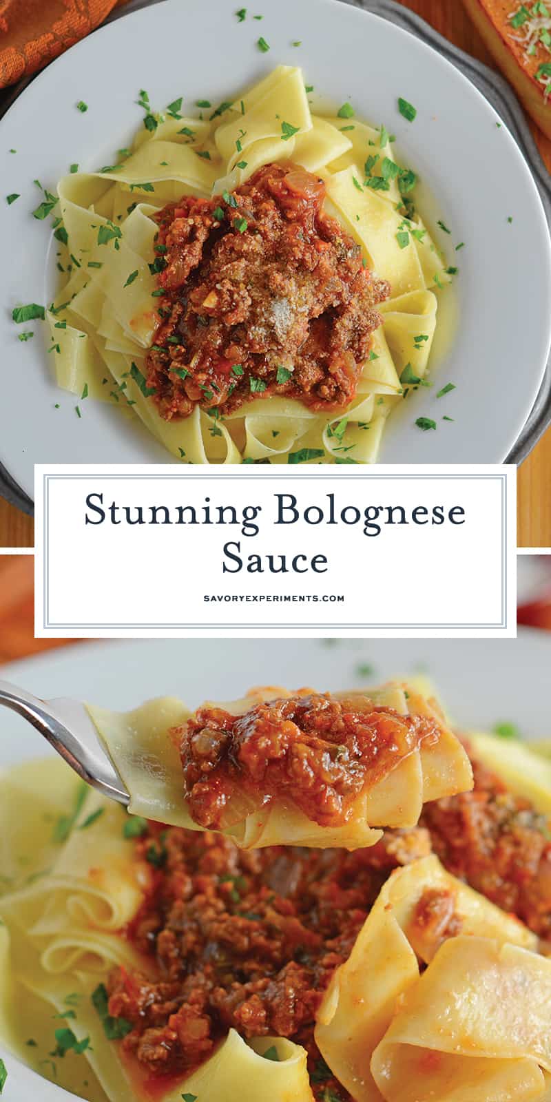 Bolognese Sauce is a classic, rich and hearty Italian sauce made with ground meat and coarsely chopped vegetables. Serve over pasta or in lasagna. #bolognesesauce #bologneserecipe www.savoryexperiments.com