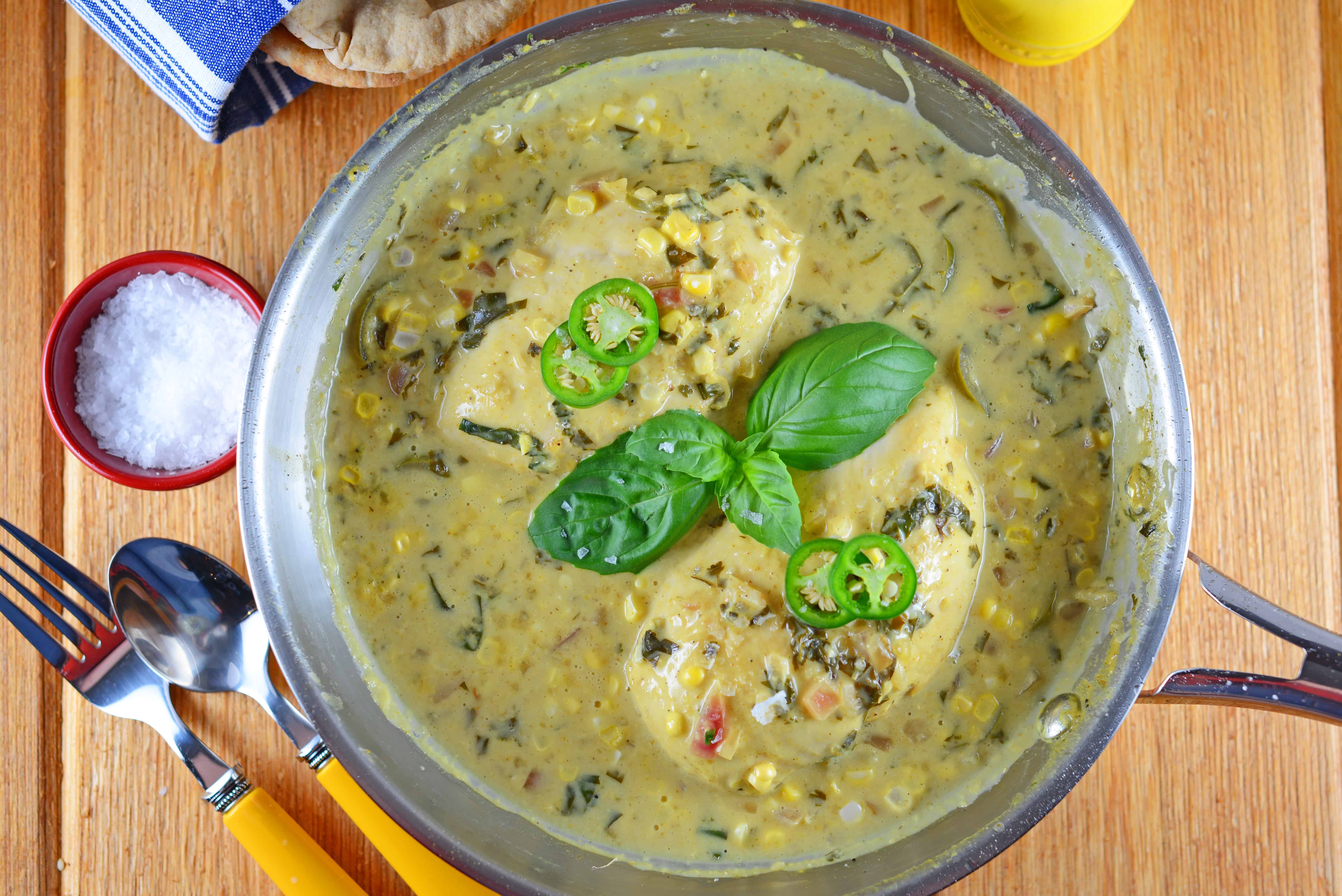 Coconut Curry Chicken | Easy Curry Recipe| Curry with coconut milk, jalapenos, corn and chicken. 