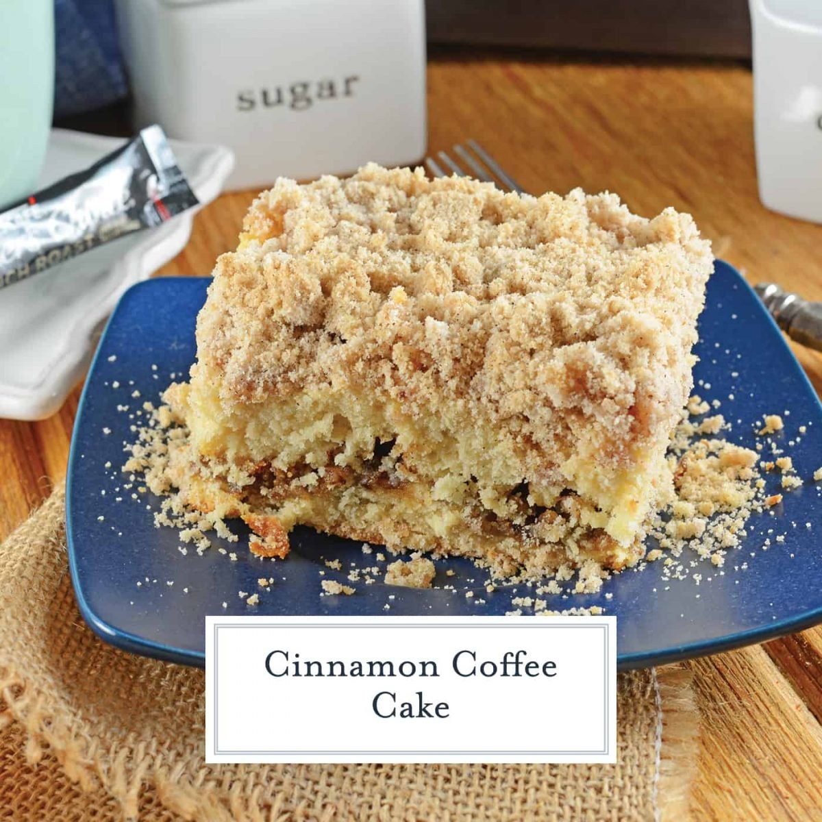 This is a classic Cinnamon Coffee Cake. Cinnamon streusel topping and a ribbon of brown sugar filling make this moist cake perfect for breakfast or brunch. #cinnamoncoffeecake #bestcoffeecake www.savoryexperiments.com