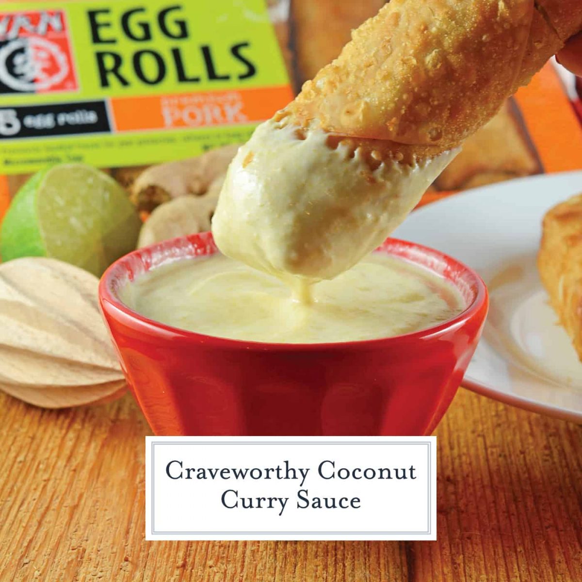 Coconut Curry Sauce is a creamy Asian dipping sauce with curry, lime, coconut milk and yogurt. Serve with egg rolls or grilled vegetables! #coconutcurrysauce #currydippingsauce www.savoryexperiments.com