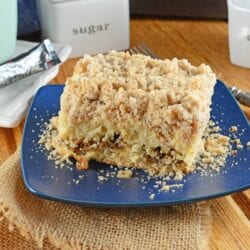This is a classic Coffee Cake Recipe. Cinnamon streusel topping and a ribbon of brown sugar filling make this moist cake perfect for breakfast, brunch or serving with afternoon tea.