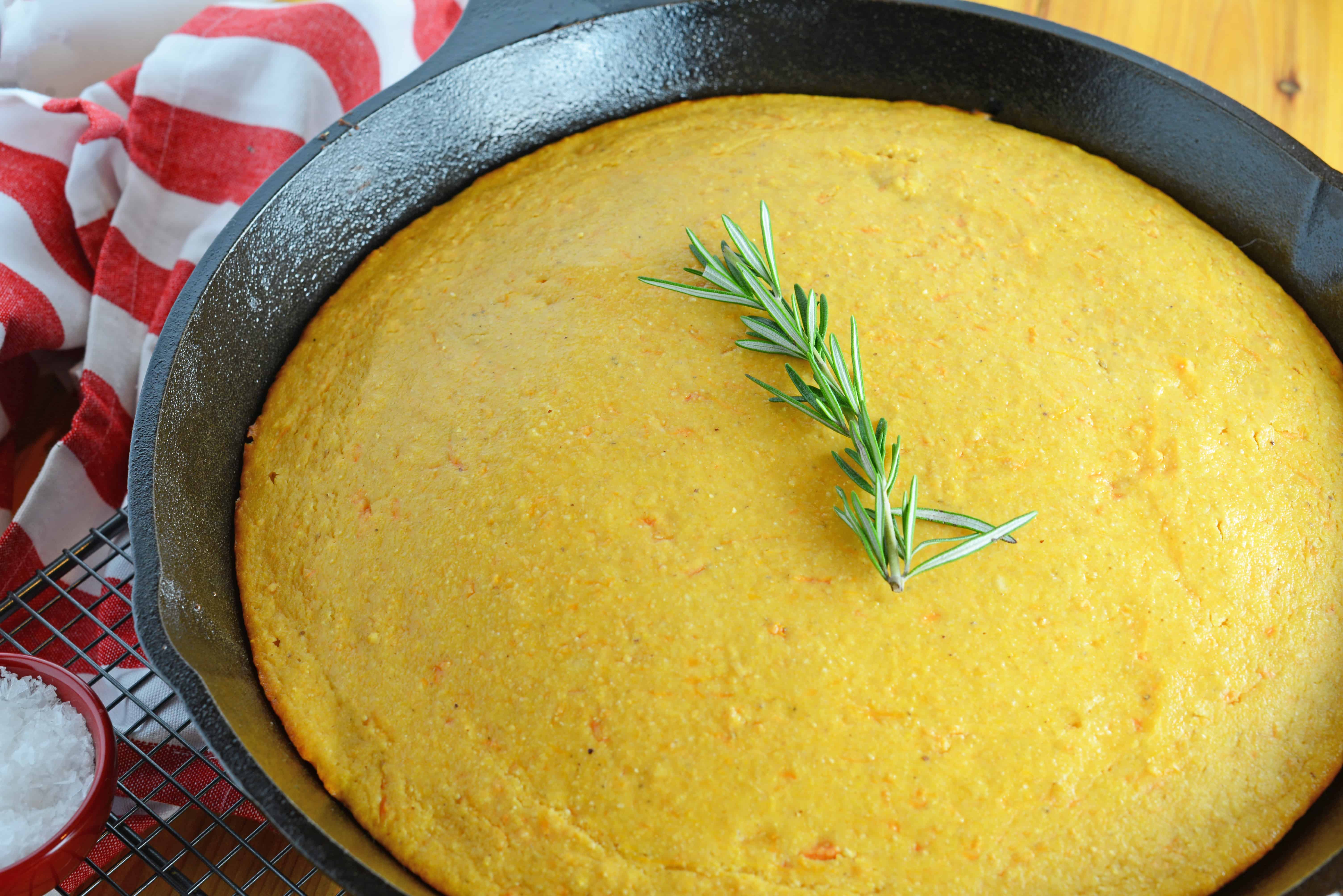 Sweet Potato Cornbread is a combination of two of my favorite fall foods: sweet potatoes and cornbread. Serve with your favorite chili or fried chicken! #sweetpotatocornbread #sweetcornbread www.savoryexperiments.com
