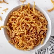 overhead bowl of french fried onions