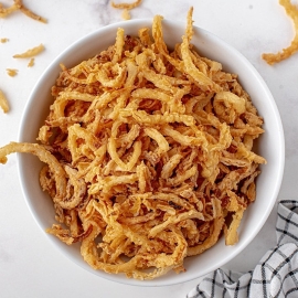 overhead bowl of french fried onions