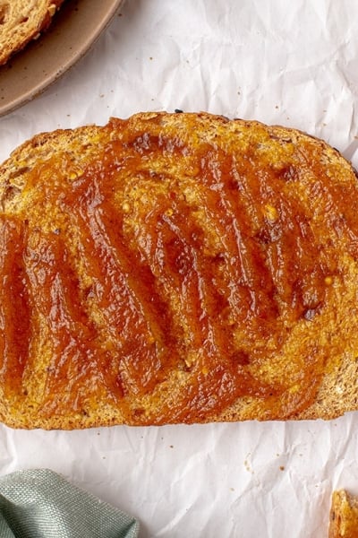 pumpkin butter slathered on bread